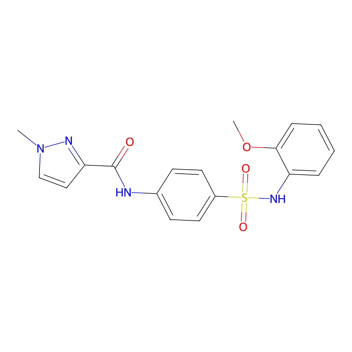 N-[4-[(2-methoxyphenyl)sulfamoyl]phenyl]-1-methylpyrazole-3-carboxamide molecular structure, CAS 515847-00-4