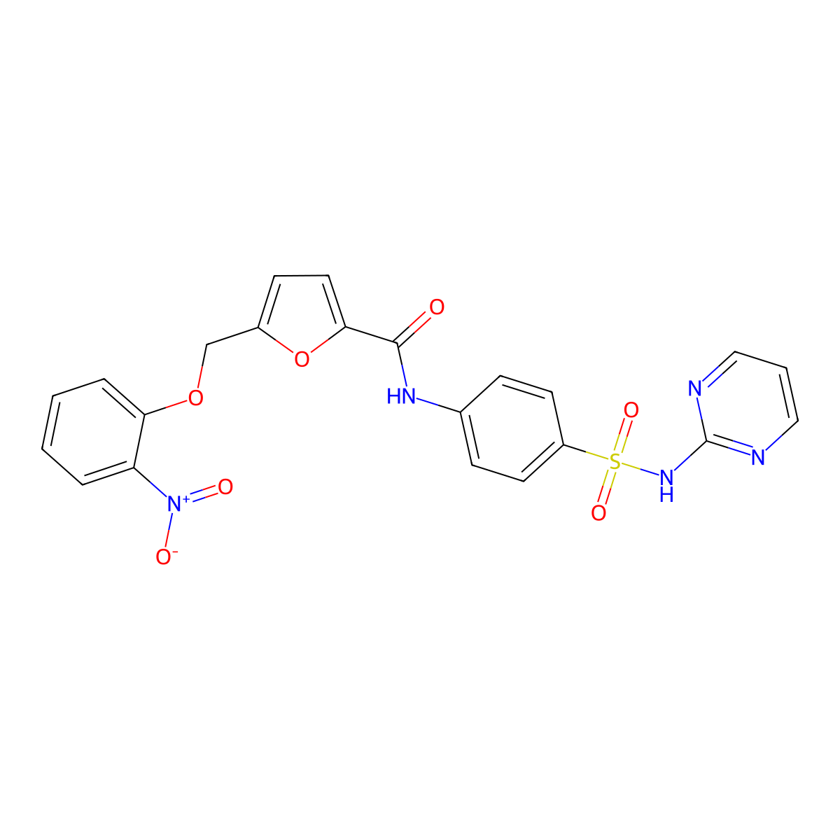 5-[(2-nitrophenoxy)methyl]-N-[4-(pyrimidin-2-ylsulfamoyl)phenyl]furan-2-carboxamide molecular structure, CAS 515847-03-7