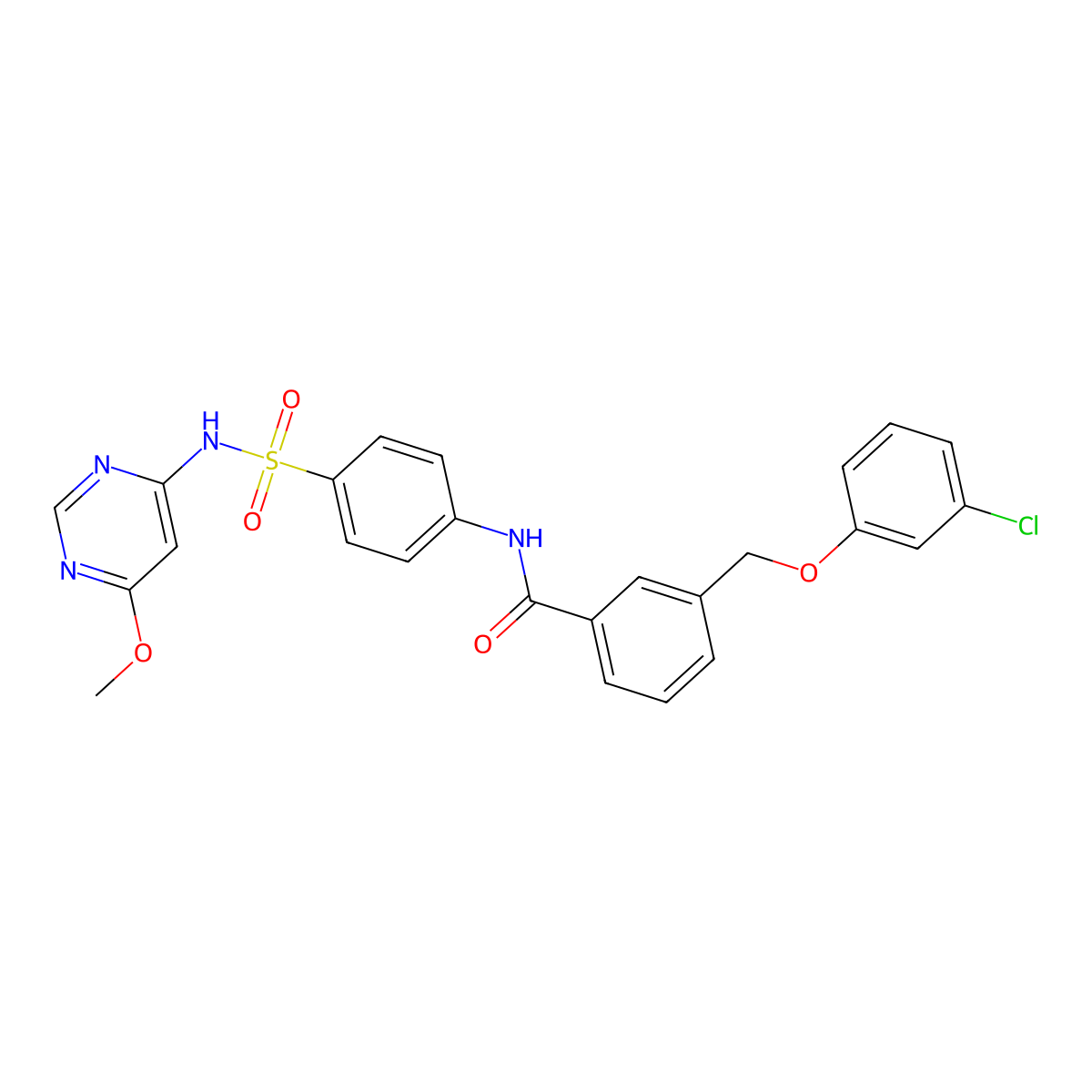 3-[(3-chlorophenoxy)methyl]-N-[4-[(6-methoxypyrimidin-4-yl)sulfamoyl]phenyl]benzamide molecular structure, CAS 515847-12-8