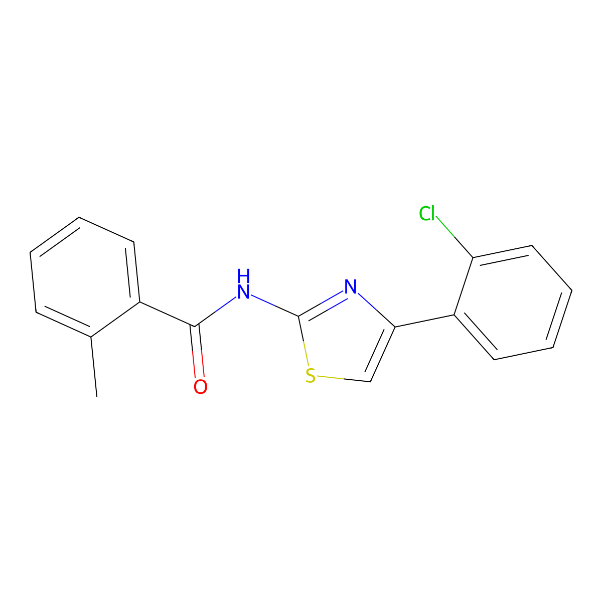 N-[4-(2-chlorophenyl)-1,3-thiazol-2-yl]-2-methylbenzamide molecular structure, CAS 515847-21-9