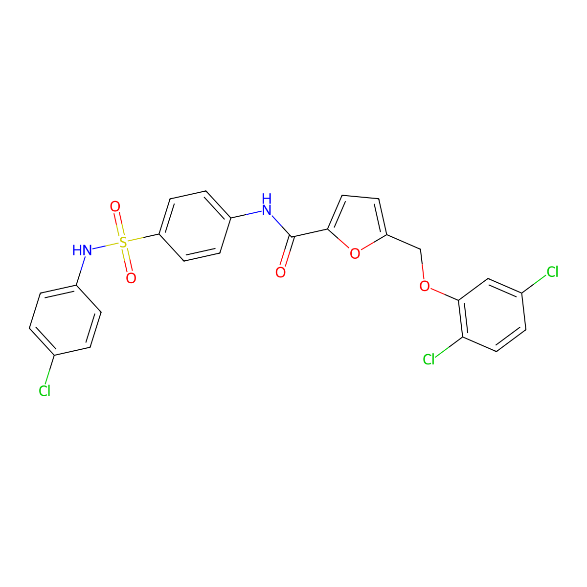 N-[4-[(4-chlorophenyl)sulfamoyl]phenyl]-5-[(2,5-dichlorophenoxy)methyl]furan-2-carboxamide molecular structure, CAS 515847-28-6
