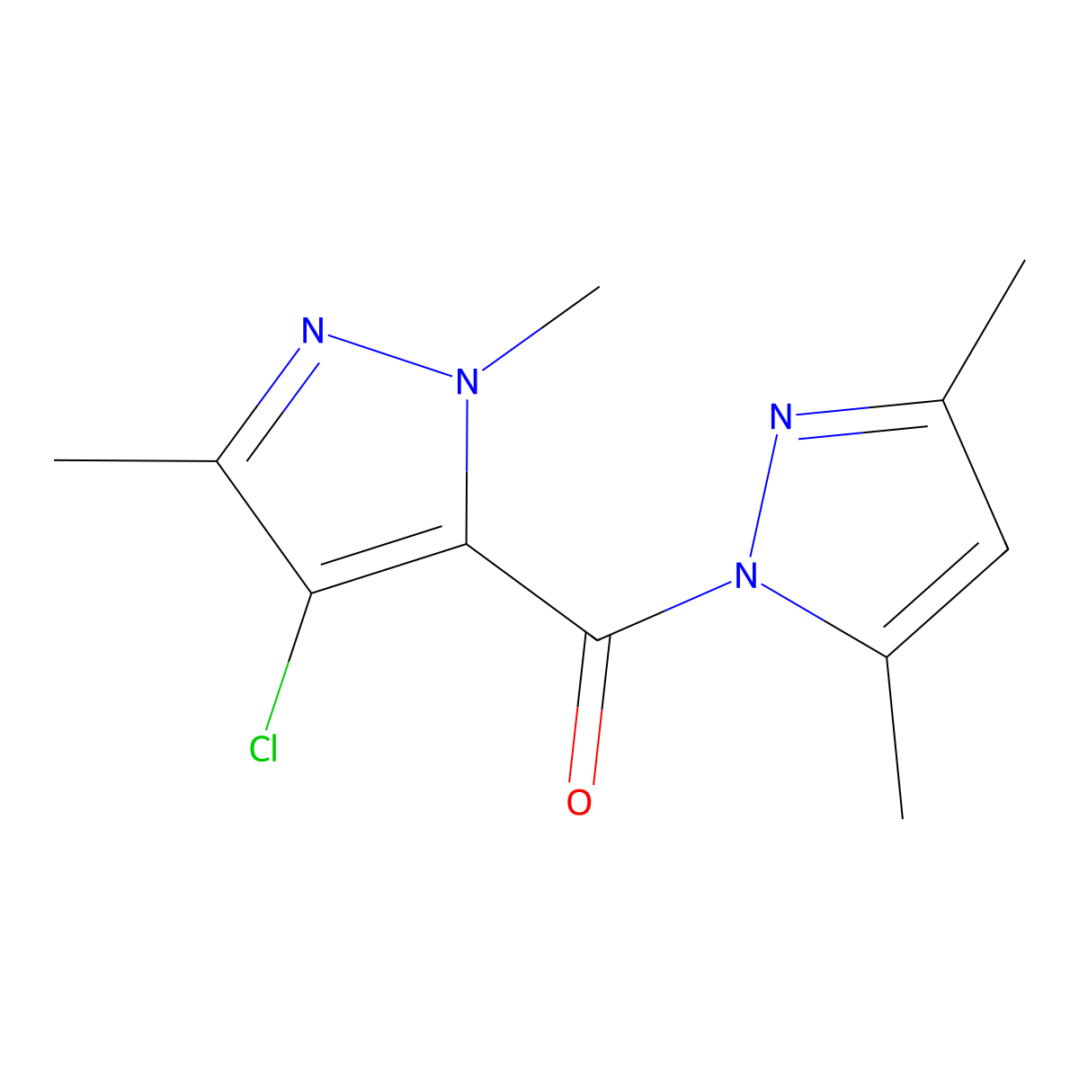 (4-Chloro-2,5-dimethylpyrazol-3-yl)-(3,5-dimethylpyrazol-1-yl)methanone molecular structure, CAS 515847-54-8