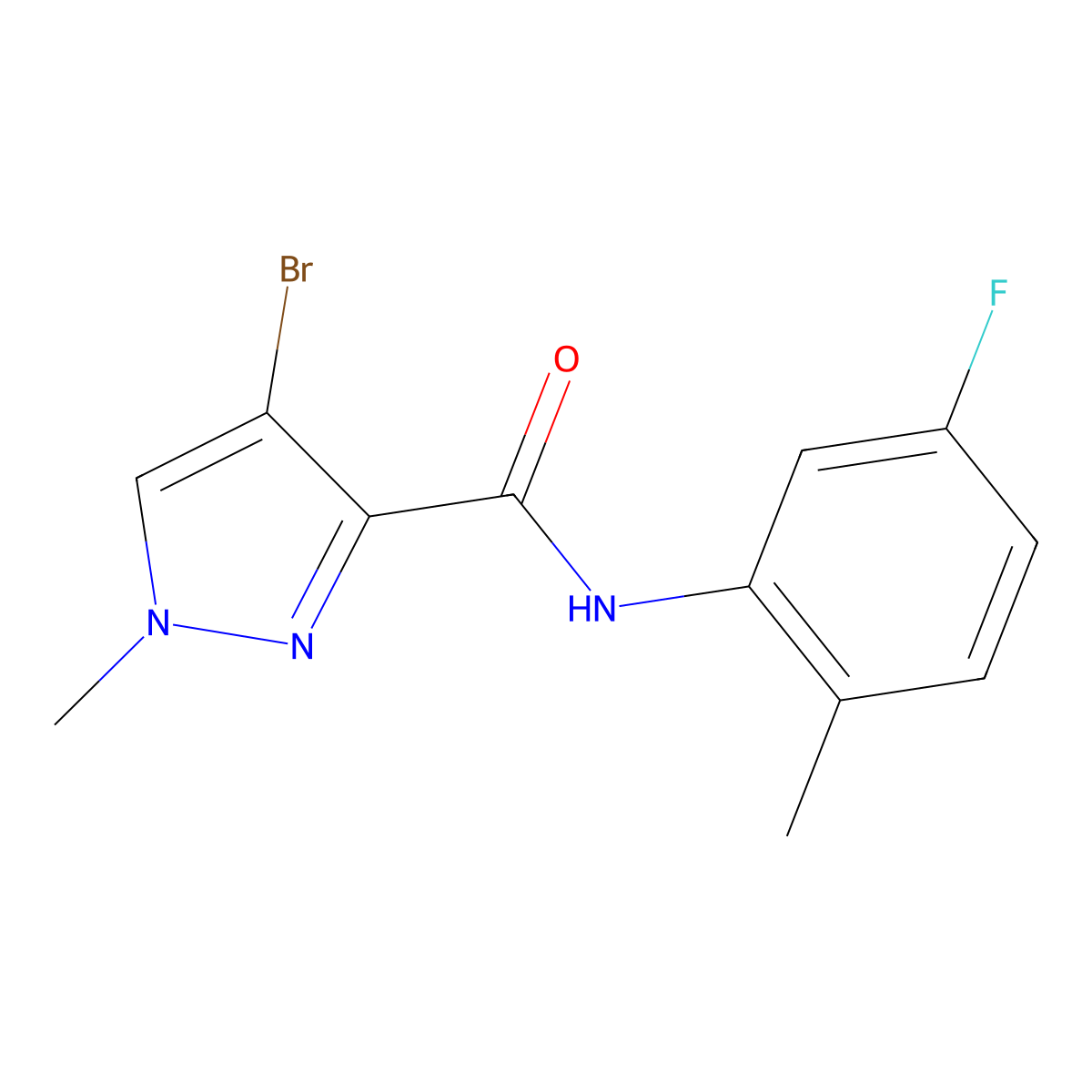 4-bromo-N-(5-fluoro-2-methylphenyl)-1-methylpyrazole-3-carboxamide molecular structure, CAS 515847-68-4