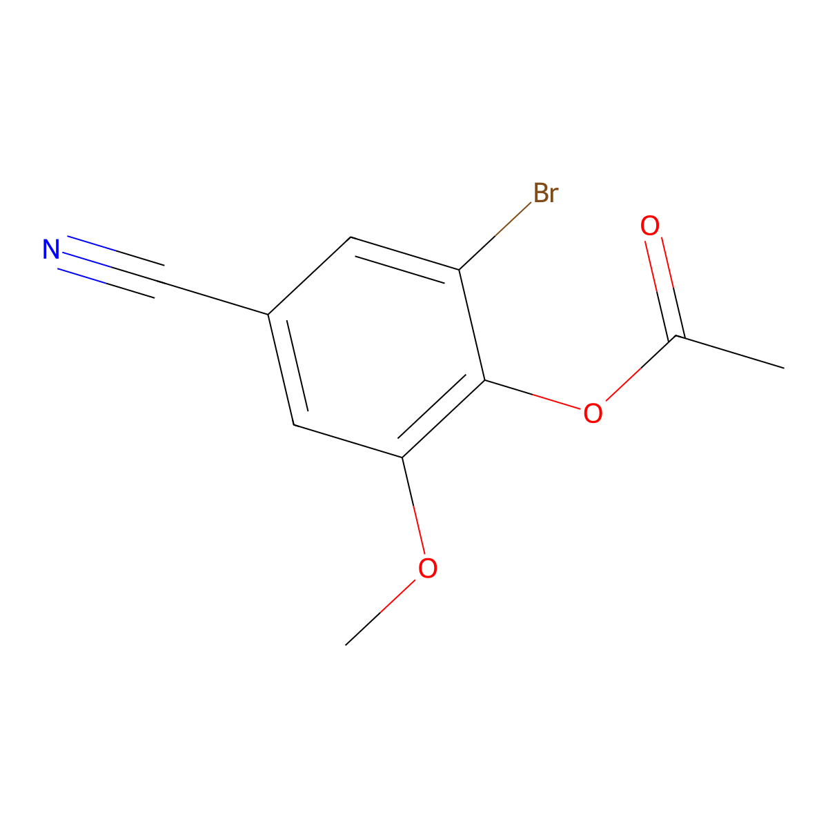 2-Bromo-4-cyano-6-methoxyphenyl acetate molecular structure, CAS 515847-71-9