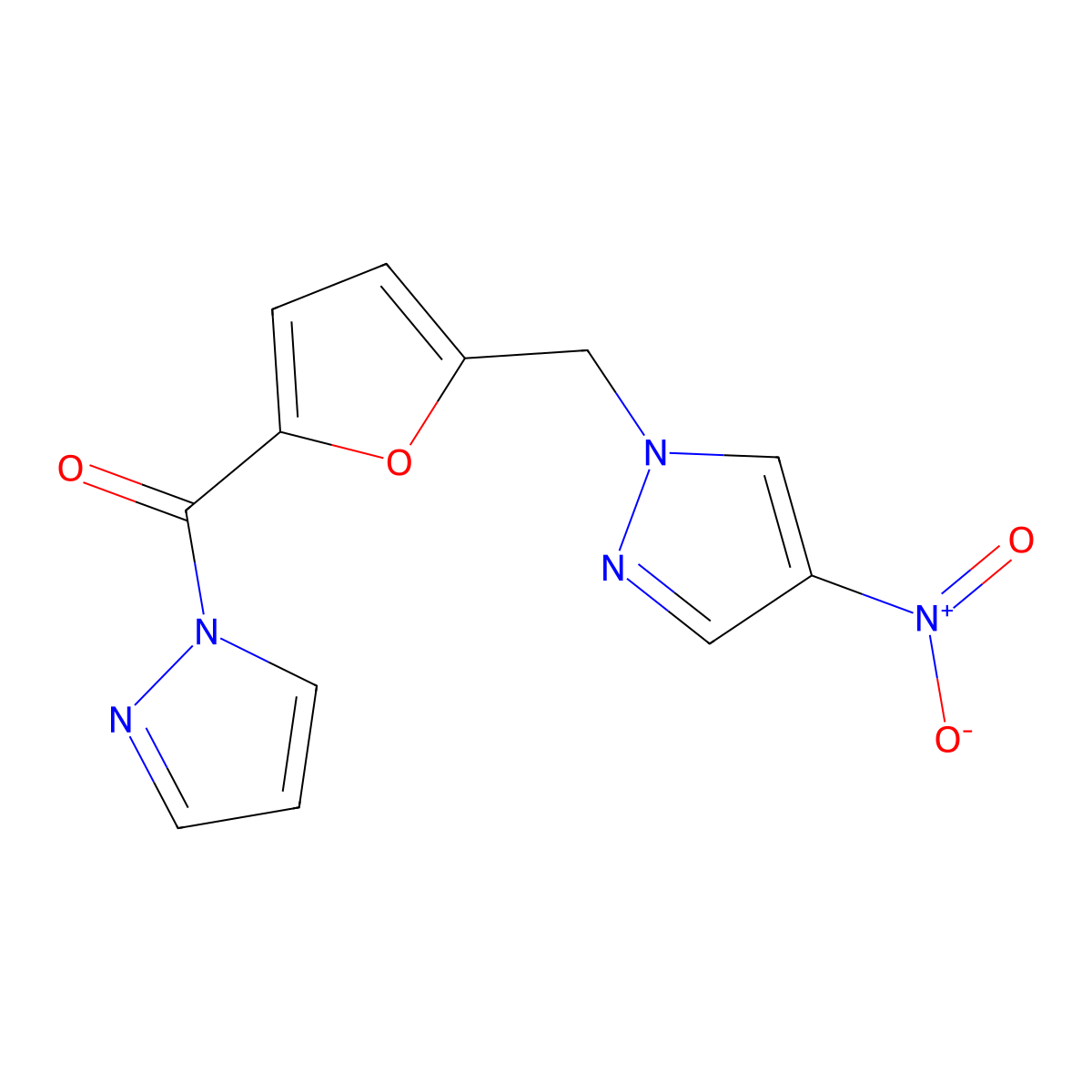 [5-[(4-Nitropyrazol-1-yl)methyl]furan-2-yl]-pyrazol-1-ylmethanone molecular structure, CAS 515847-75-3