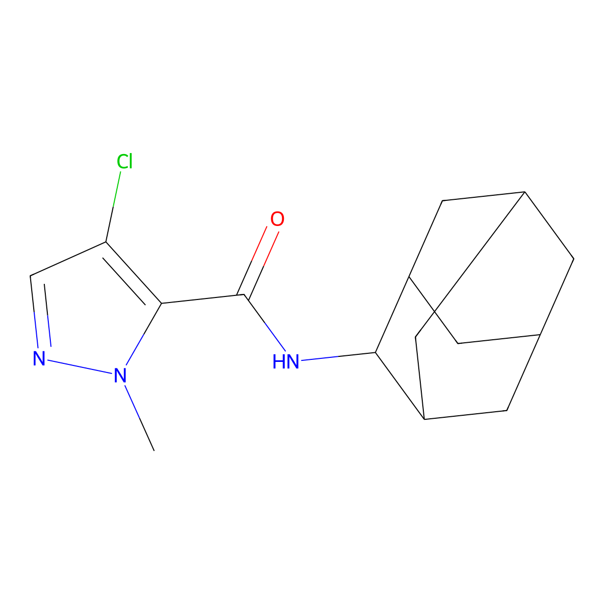N-(2-adamantyl)-4-chloro-2-methylpyrazole-3-carboxamide molecular structure, CAS 515847-78-6