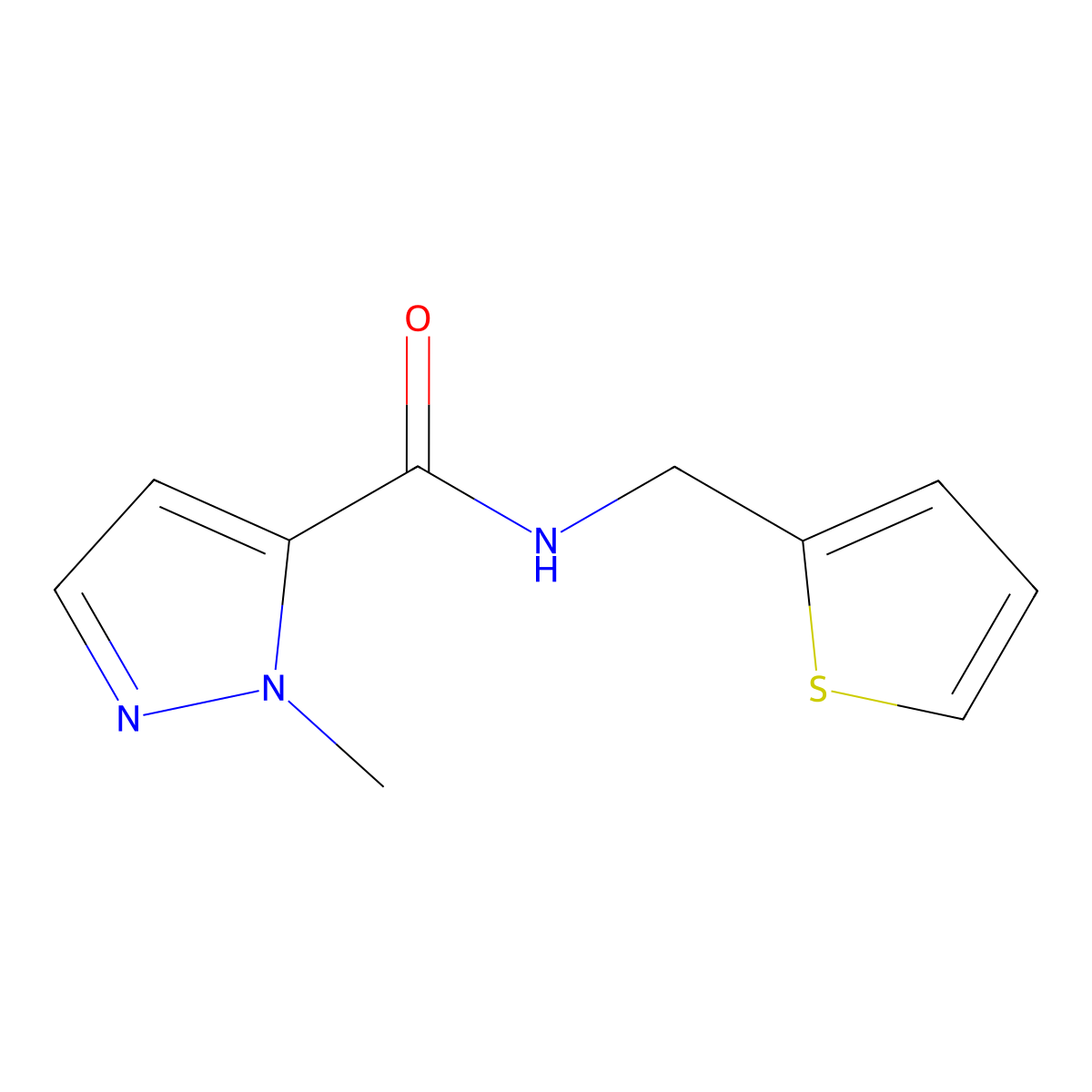 1-methyl-N-((thiophen-2-yl)methyl)-1H-pyrazole-5-carboxamide molecular structure, CAS 515847-82-2