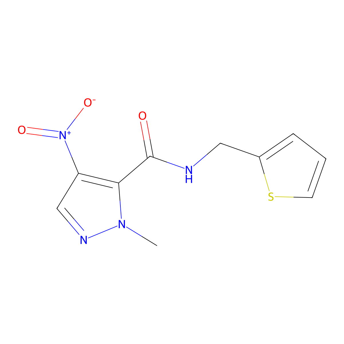 2-methyl-4-nitro-N-(thiophen-2-ylmethyl)pyrazole-3-carboxamide molecular structure, CAS 515847-85-5