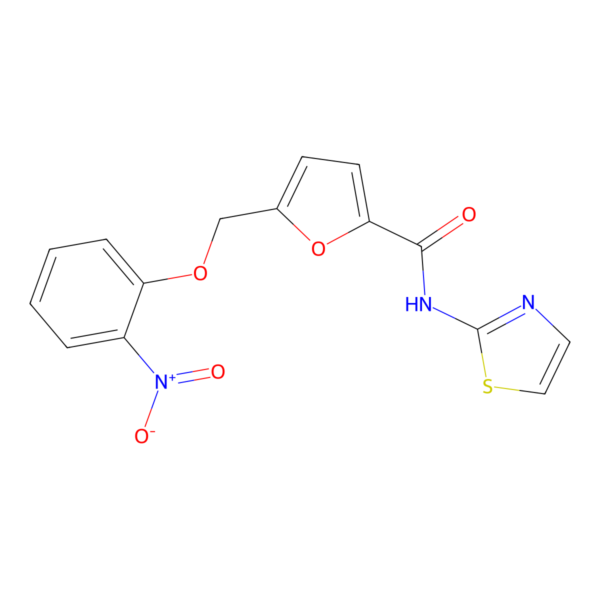 5-[(2-nitrophenoxy)methyl]-N-(1,3-thiazol-2-yl)furan-2-carboxamide molecular structure, CAS 515847-90-2