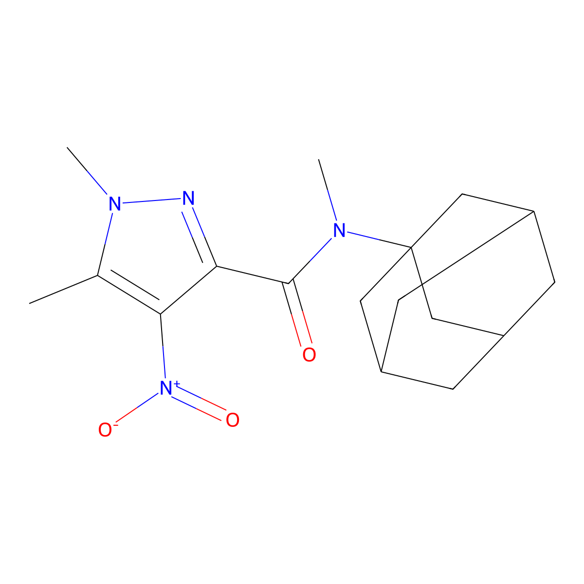 N-(1-adamantyl)-N,1,5-trimethyl-4-nitropyrazole-3-carboxamide molecular structure, CAS 515847-94-6