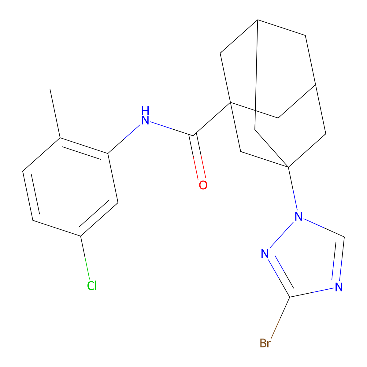 3-(3-bromo-1,2,4-triazol-1-yl)-N-(5-chloro-2-methylphenyl)adamantane-1-carboxamide molecular structure, CAS 515848-03-0