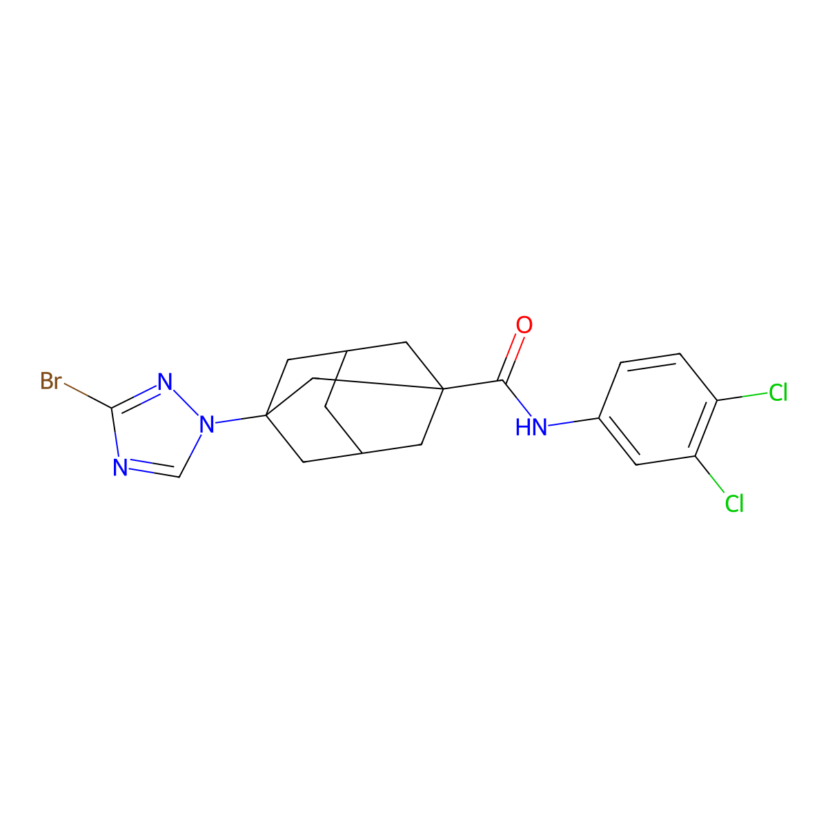 3-(3-bromo-1H-1,2,4-triazol-1-yl)-N-(3,4-dichlorophenyl)-1-adamantanecarboxamide molecular structure, CAS 515848-05-2