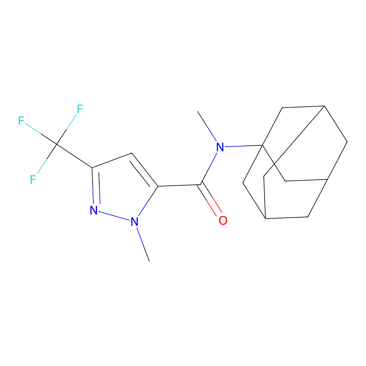 N-(1-adamantyl)-N,2-dimethyl-5-(trifluoromethyl)pyrazole-3-carboxamide molecular structure, CAS 515848-06-3