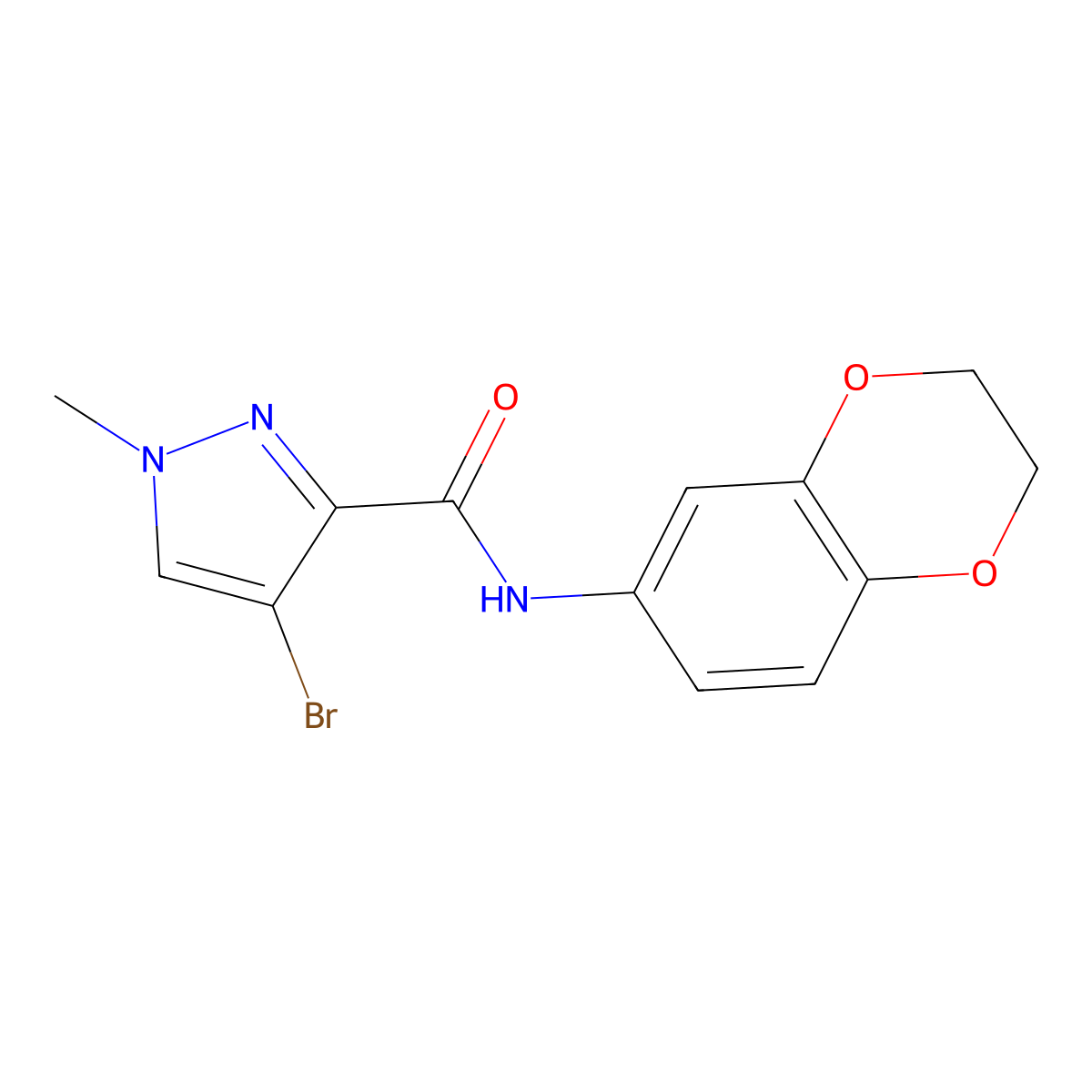 4-bromo-N-(2,3-dihydro-1,4-benzodioxin-6-yl)-1-methylpyrazole-3-carboxamide molecular structure, CAS 515848-10-9