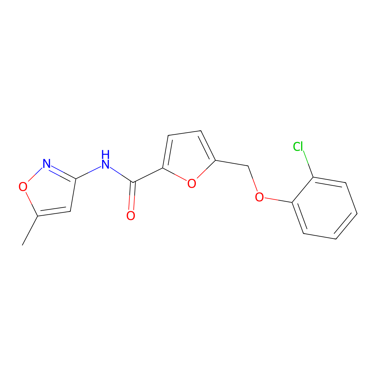 5-((2-chlorophenoxy)methyl)-N-(5-methylisoxazol-3-yl)furan-2-carboxamide molecular structure, CAS 515848-12-1
