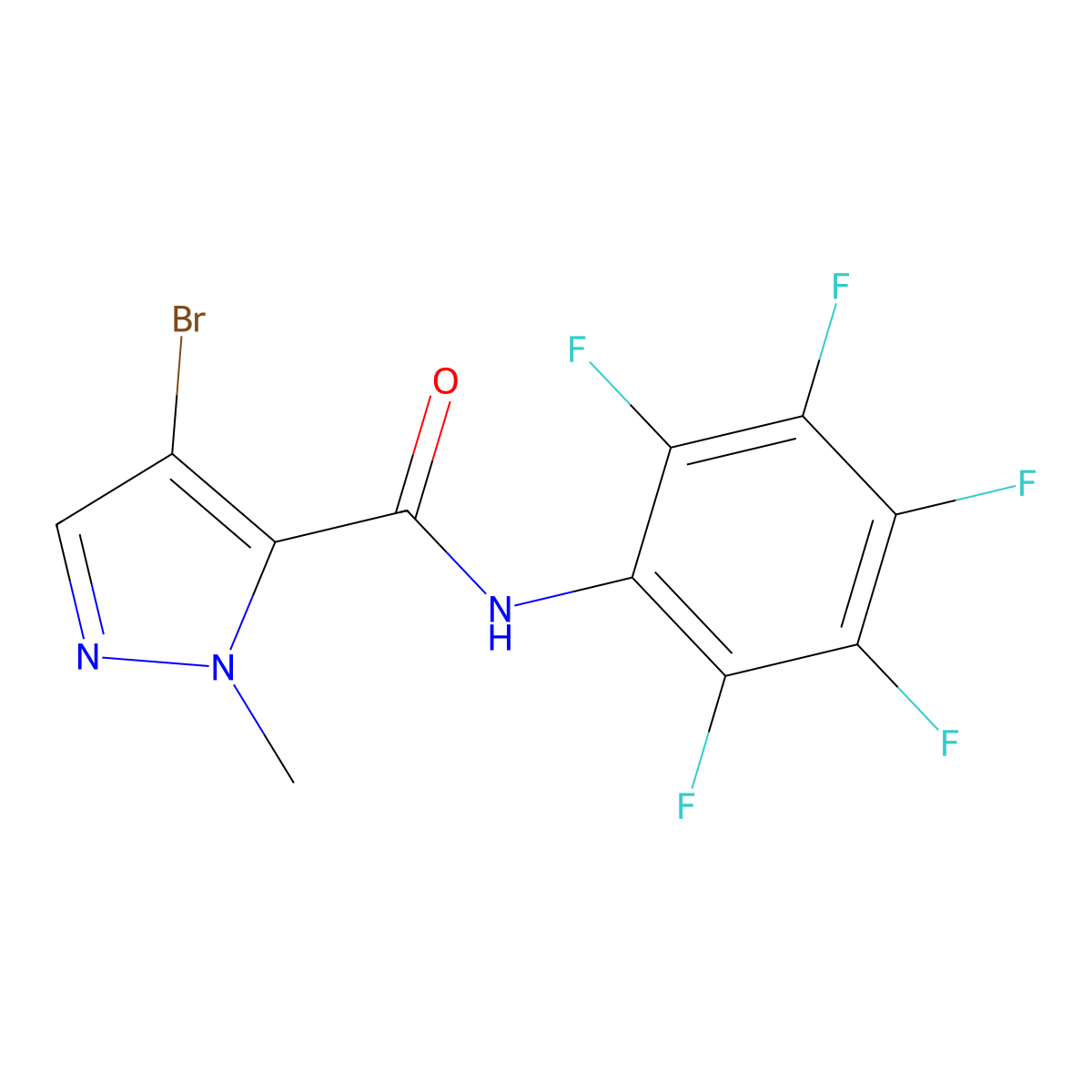 4-bromo-2-methyl-N-(2,3,4,5,6-pentafluorophenyl)pyrazole-3-carboxamide molecular structure, CAS 515848-26-7