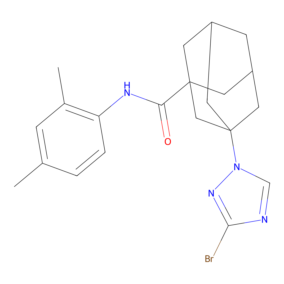 3-(3-bromo-1,2,4-triazol-1-yl)-N-(2,4-dimethylphenyl)adamantane-1-carboxamide molecular structure, CAS 515848-33-6