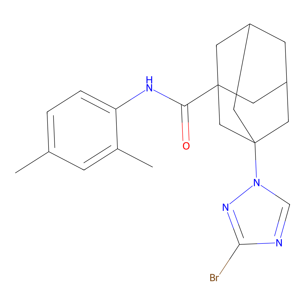 3-(3-bromo-1,2,4-triazol-1-yl)-N-(2,4-dimethylphenyl)adamantane-1-carboxamide molecular structure, CAS 515848-33-6
