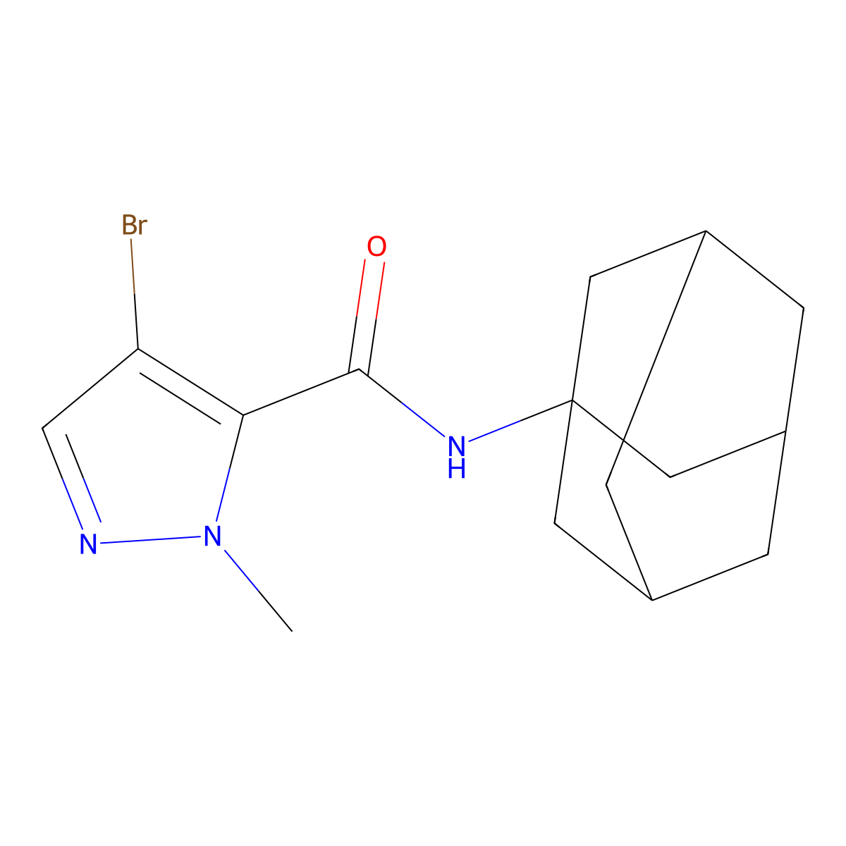 N-(1-adamantyl)-4-bromo-1-methyl-1H-pyrazole-5-carboxamide molecular structure, CAS 515848-39-2