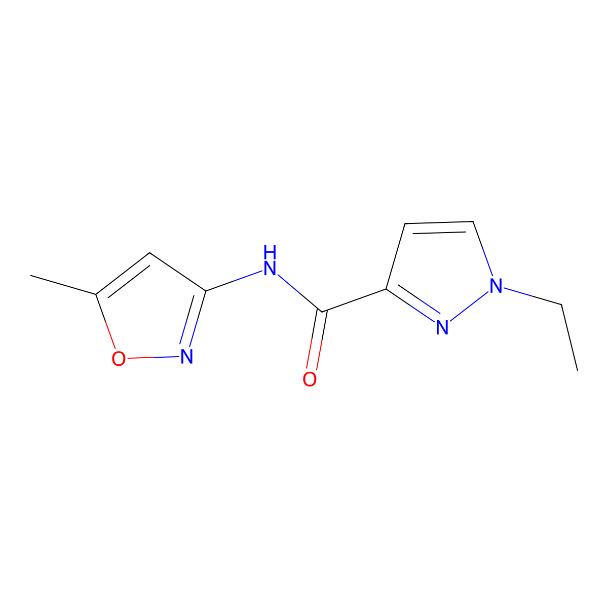 1-Ethyl-N-(5-methylisoxazol-3-yl)-1H-pyrazole-3-carboxamide molecular structure, CAS 515848-59-6