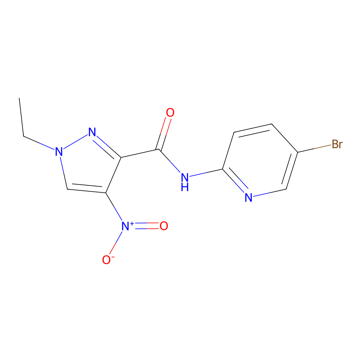 N-(5-bromopyridin-2-yl)-1-ethyl-4-nitropyrazole-3-carboxamide molecular structure, CAS 515848-64-3