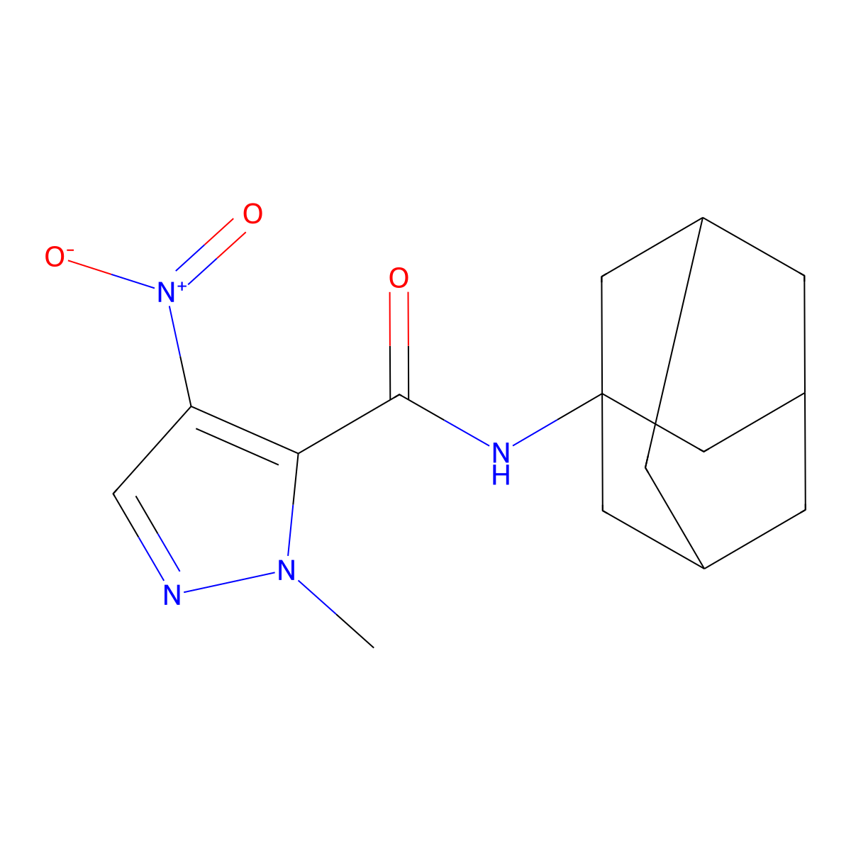 N-(1-adamantyl)-2-methyl-4-nitropyrazole-3-carboxamide molecular structure, CAS 515848-66-5
