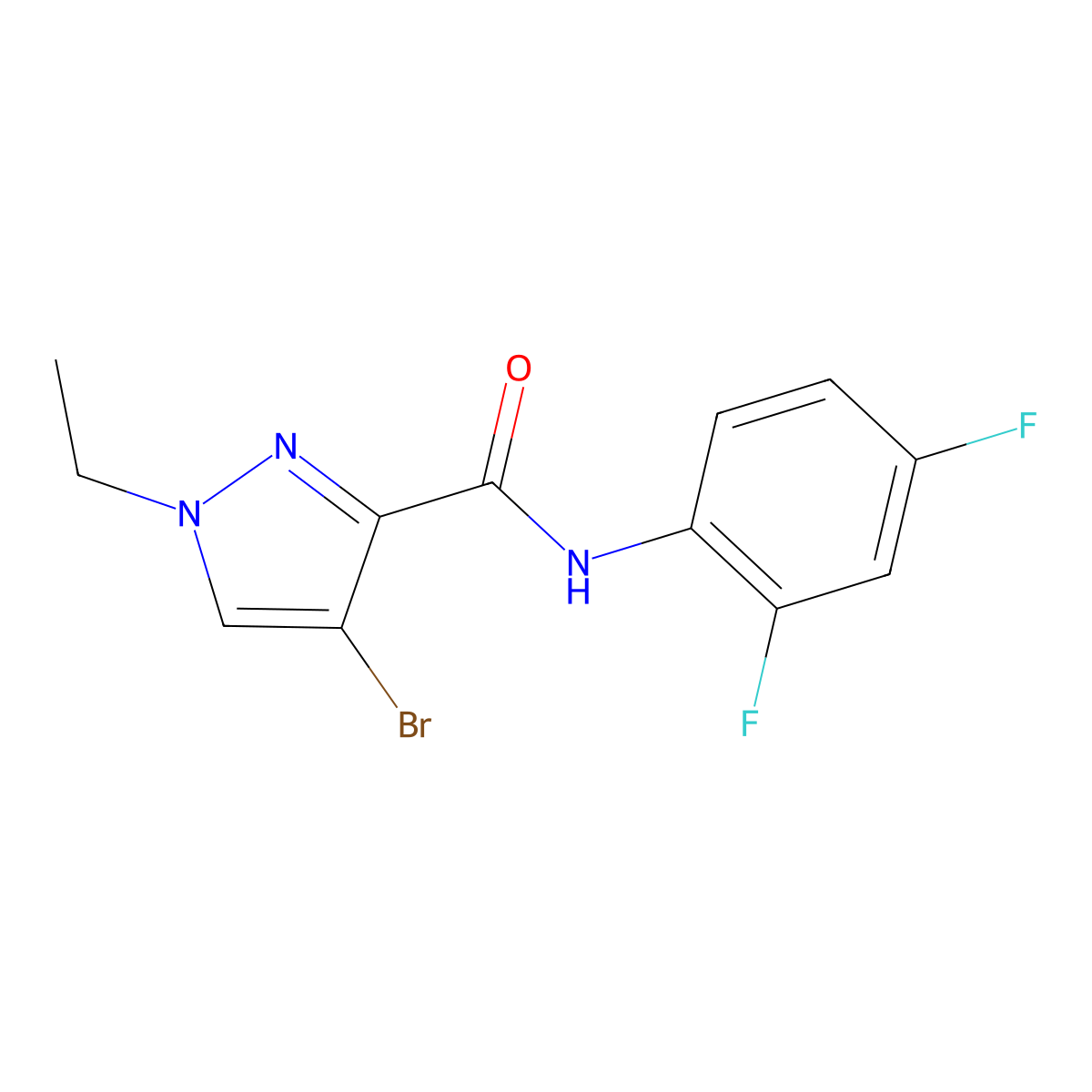 4-bromo-N-(2,4-difluorophenyl)-1-ethyl-1H-pyrazole-3-carboxamide molecular structure, CAS 515848-87-0