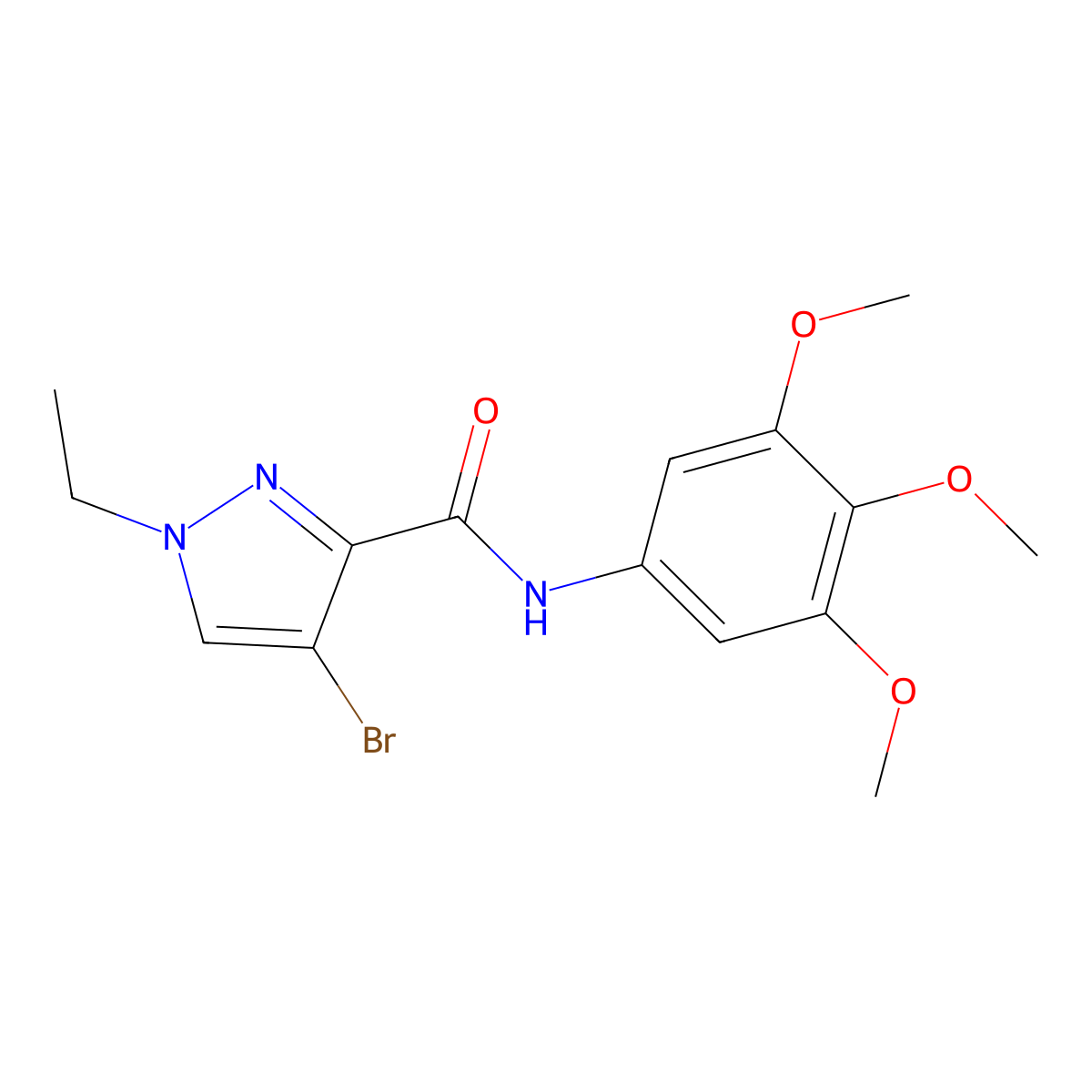 4-bromo-1-ethyl-N-(3,4,5-trimethoxyphenyl)pyrazole-3-carboxamide molecular structure, CAS 515849-03-3