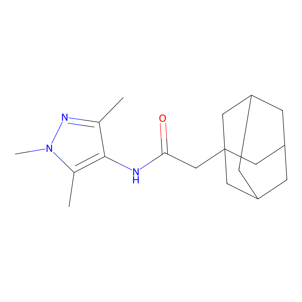 2-(1-adamantyl)-N-(1,3,5-trimethyl-1H-pyrazol-4-yl)acetamide molecular structure, CAS 515849-44-2