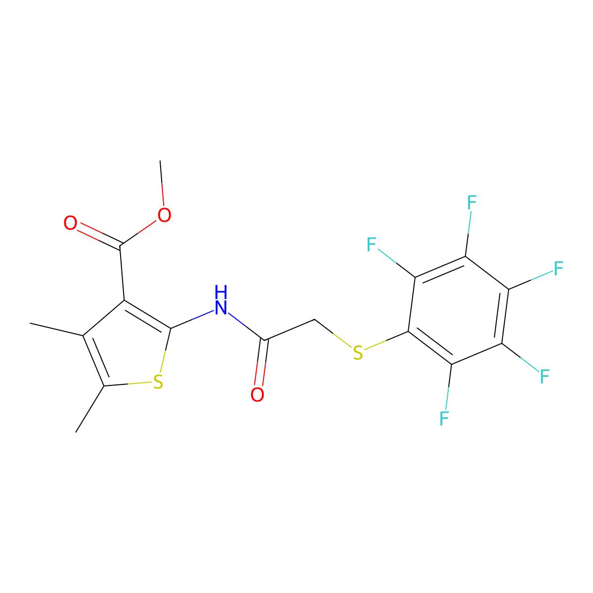 Methyl 4,5-dimethyl-2-({[(pentafluorophenyl)sulfanyl]acetyl}amino)thiophene-3-carboxylate molecular structure, CAS 515849-56-6