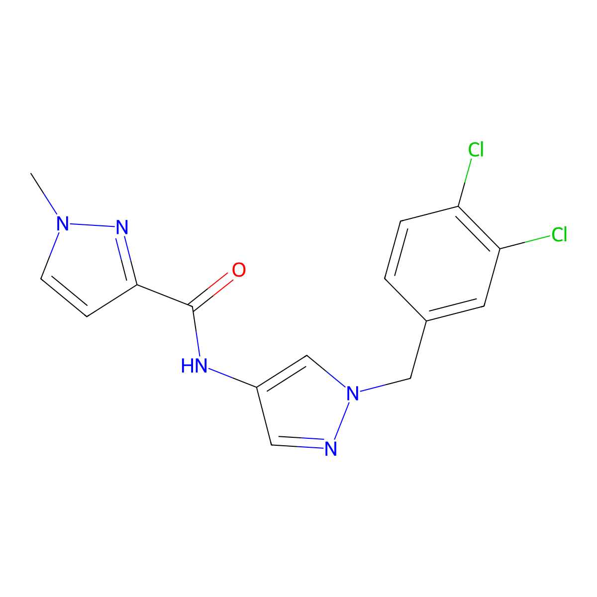 N-[1-(3,4-dichlorobenzyl)-1H-pyrazol-4-yl]-1-methyl-1H-pyrazole-3-carboxamide molecular structure, CAS 515850-00-7