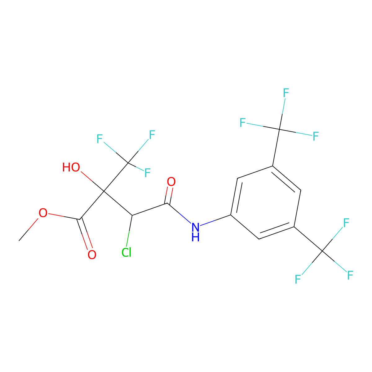 Methyl 4-[3,5-bis(trifluoromethyl)anilino]-3-chloro-2-hydroxy-4-oxo-2-(trifluoromethyl)butanoate molecular structure, CAS 515850-32-5