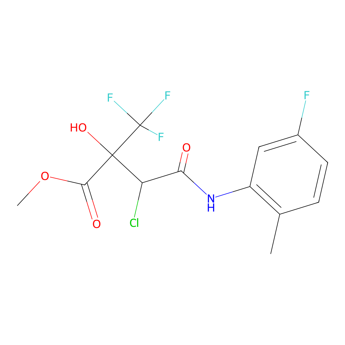 Methyl 3-chloro-4-(5-fluoro-2-methylanilino)-2-hydroxy-4-oxo-2-(trifluoromethyl)butanoate molecular structure, CAS 515850-40-5