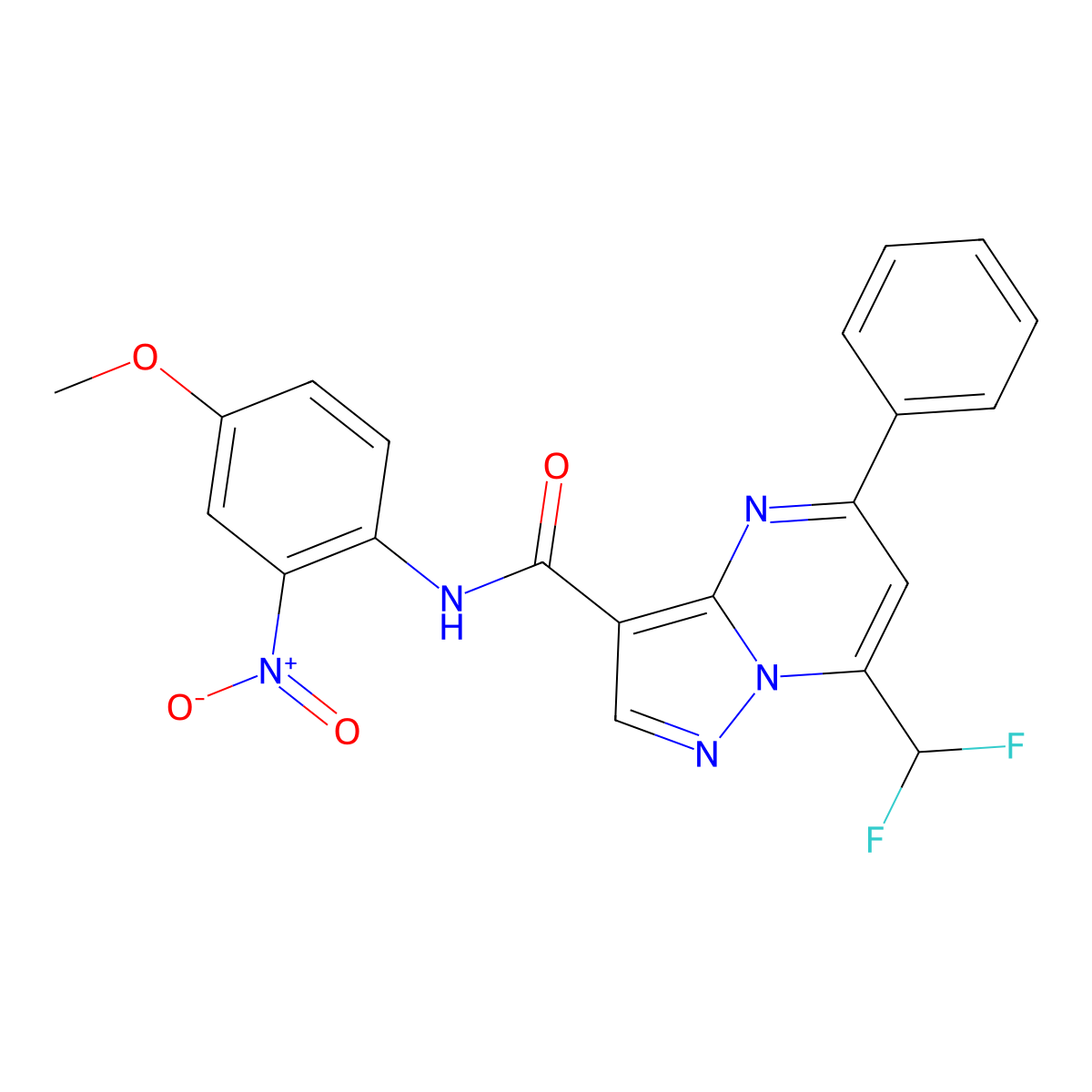 7-(difluoromethyl)-N-(4-methoxy-2-nitrophenyl)-5-phenylpyrazolo[1,5-a]pyrimidine-3-carboxamide molecular structure, CAS 515857-47-3