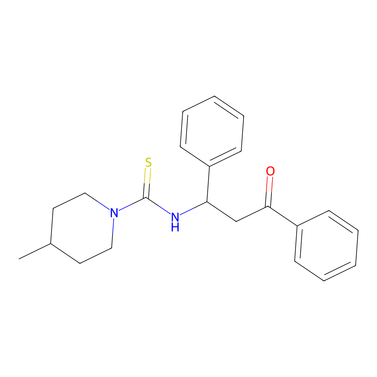 4-methyl-N-(3-oxo-1,3-diphenylpropyl)piperidine-1-carbothioamide molecular structure, CAS 515857-59-7