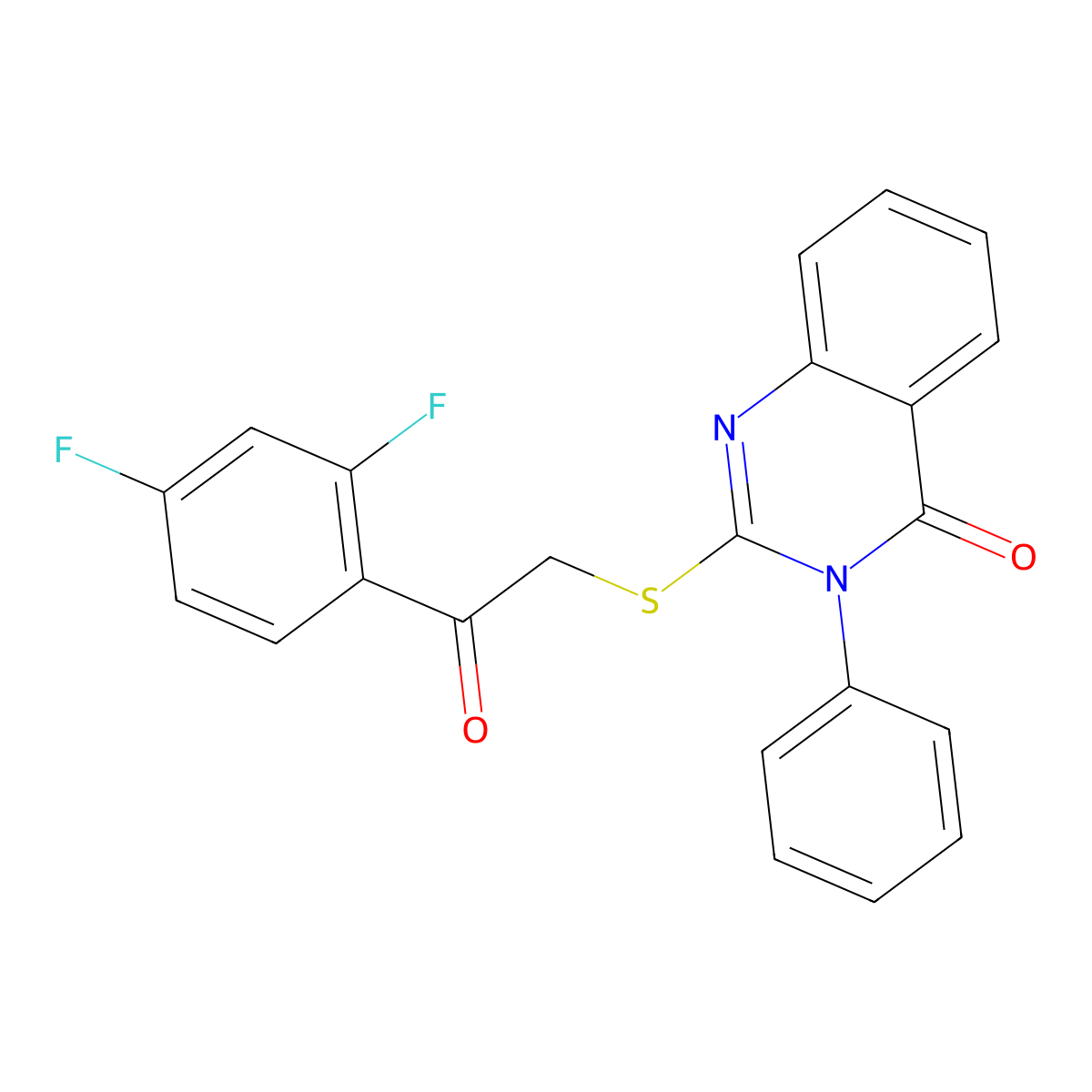 2-[2-(2,4-Difluorophenyl)-2-oxoethyl]sulfanyl-3-phenylquinazolin-4-one molecular structure, CAS 515857-72-4