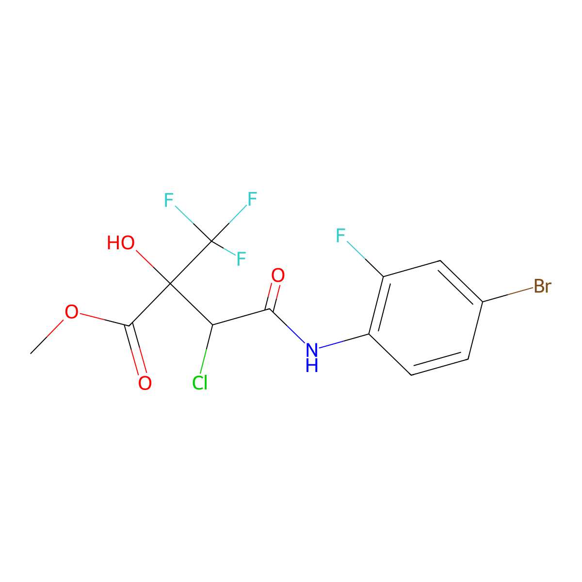 Methyl 4-(4-bromo-2-fluoroanilino)-3-chloro-2-hydroxy-4-oxo-2-(trifluoromethyl)butanoate molecular structure, CAS 515857-93-9