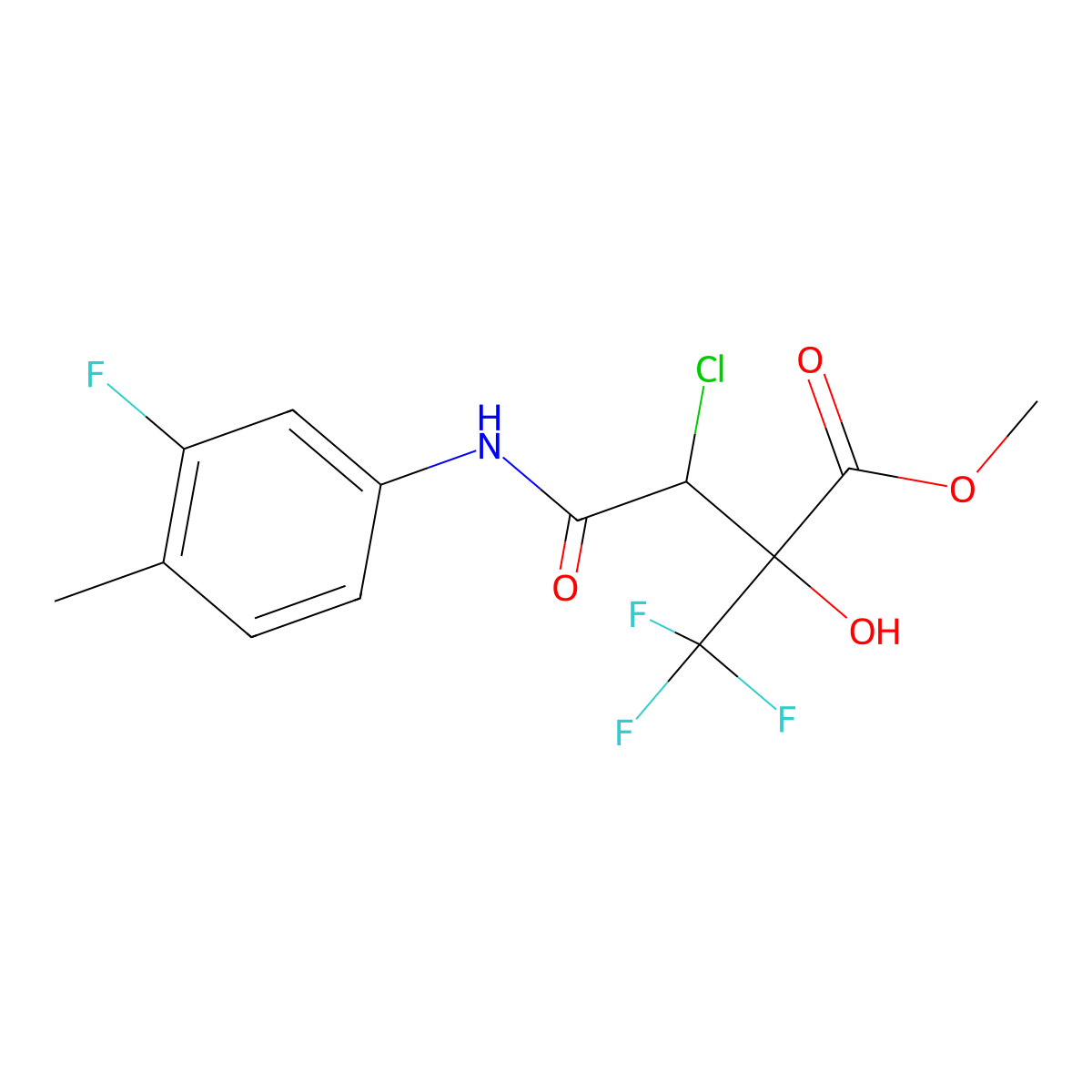 Methyl 3-chloro-4-(3-fluoro-4-methylanilino)-2-hydroxy-4-oxo-2-(trifluoromethyl)butanoate molecular structure, CAS 515858-00-1