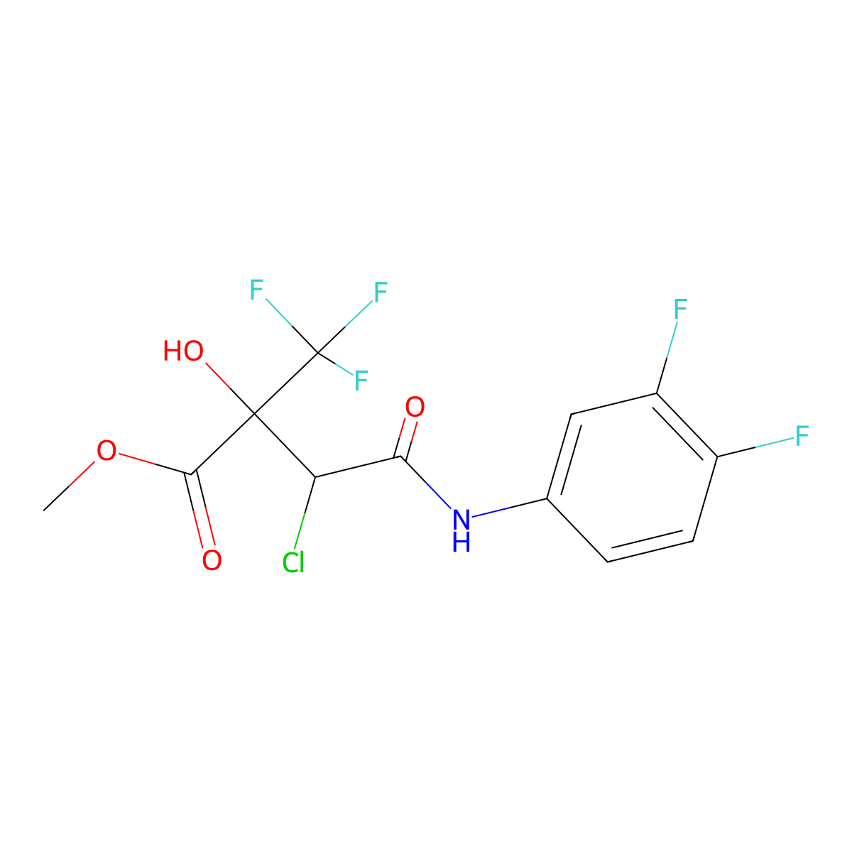 Methyl 3-chloro-4-(3,4-difluoroanilino)-2-hydroxy-4-oxo-2-(trifluoromethyl)butanoate molecular structure, CAS 515858-03-4