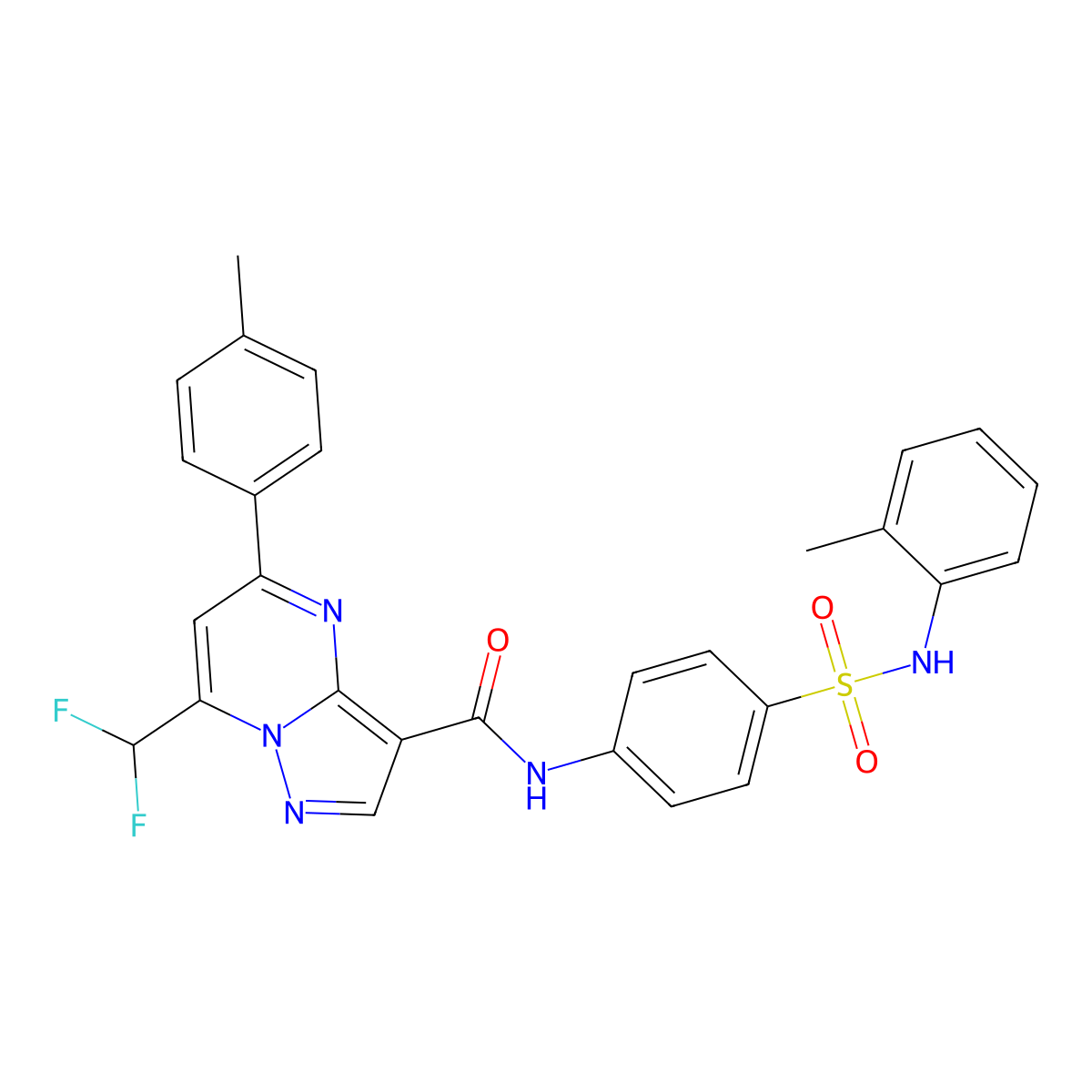 7-(difluoromethyl)-5-(4-methylphenyl)-N-[4-(2-toluidinosulfonyl)phenyl]pyrazolo[1,5-a]pyrimidine-3-carboxamide molecular structure, CAS 515858-05-6