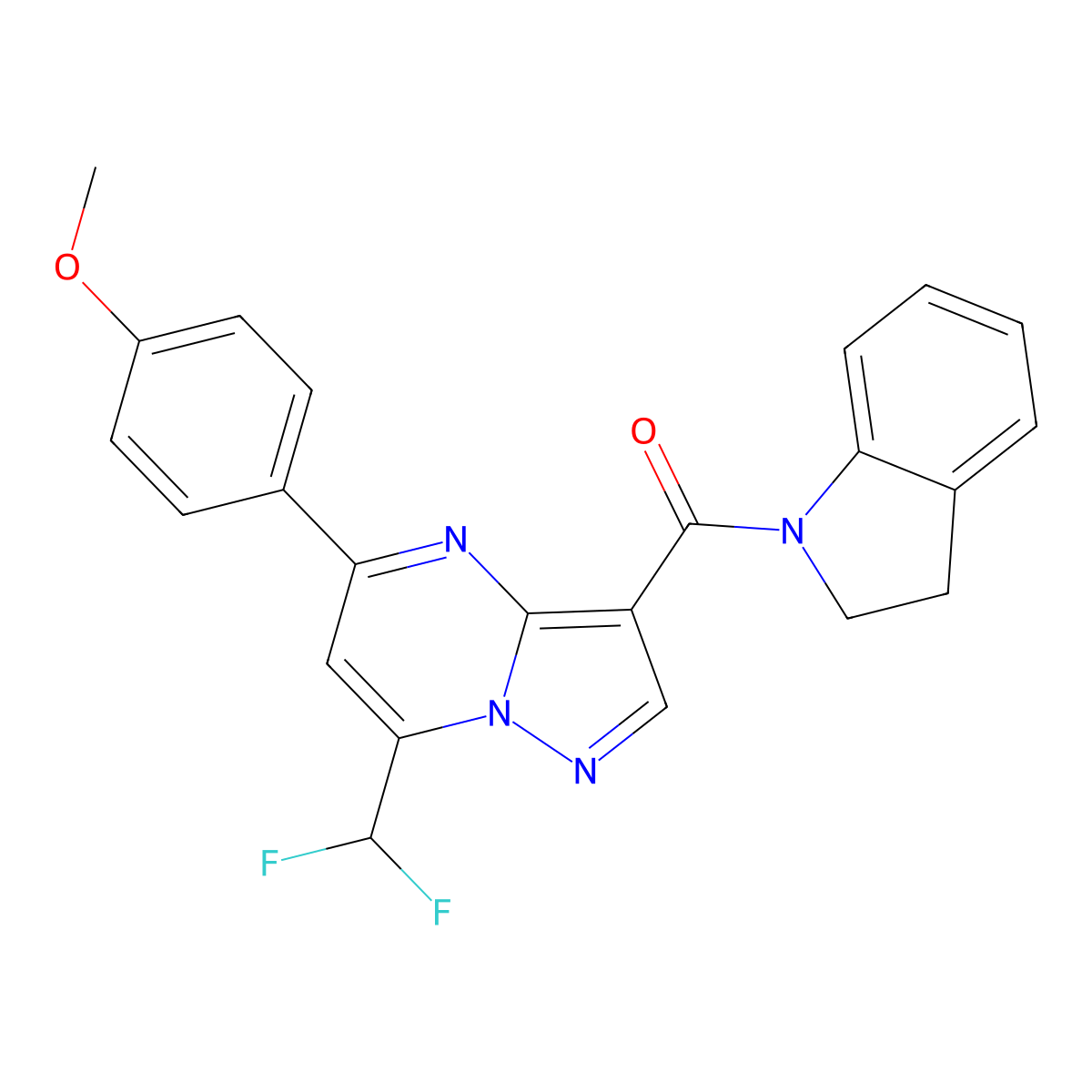 [7-(Difluoromethyl)-5-(4-methoxyphenyl)pyrazolo[1,5-a]pyrimidin-3-yl]-(2,3-dihydroindol-1-yl)methanone molecular structure, CAS 515858-20-5