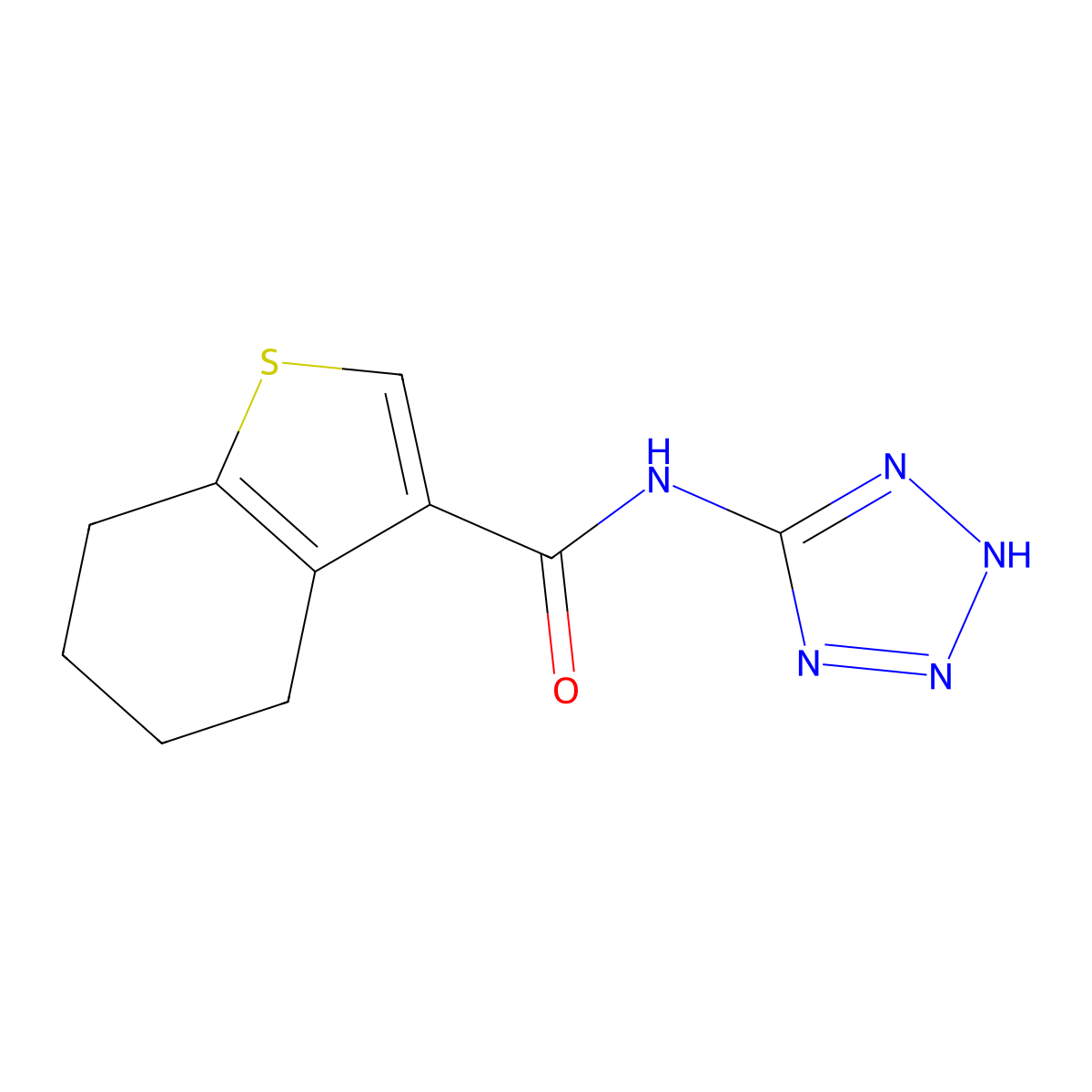 N-(1H-tetraazol-5-yl)-4,5,6,7-tetrahydro-1-benzothiophene-3-carboxamide molecular structure, CAS 515858-91-0