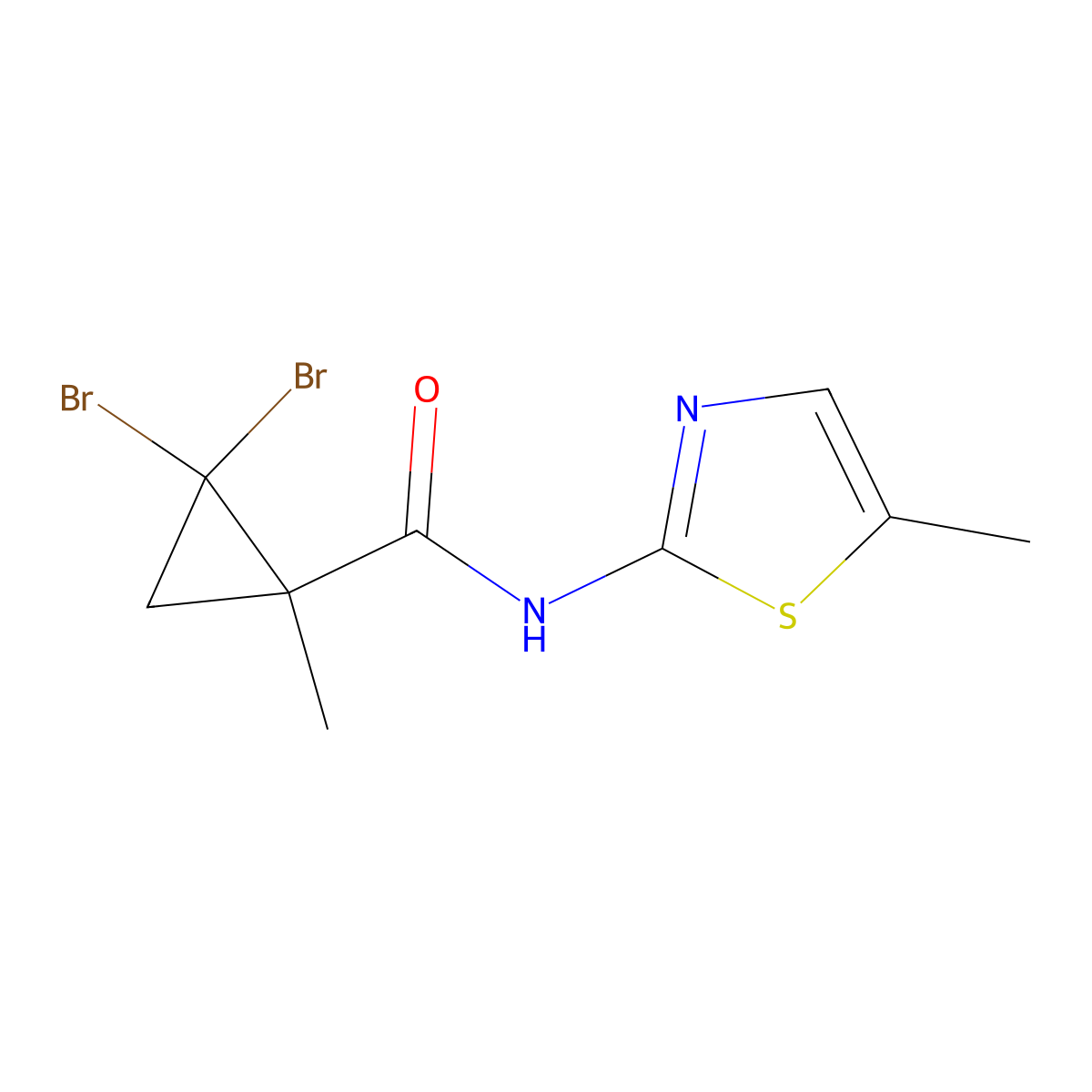 2,2-dibromo-1-methyl-N-(5-methyl-1,3-thiazol-2-yl)cyclopropanecarboxamide molecular structure, CAS 515859-07-1