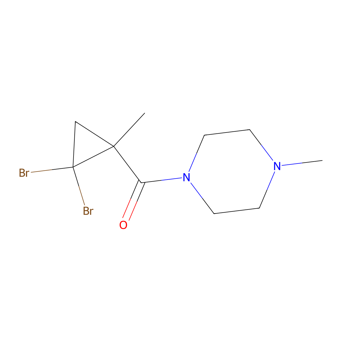 1-[(2,2-Dibromo-1-methylcyclopropyl)carbonyl]-4-methylpiperazine molecular structure, CAS 515859-10-6