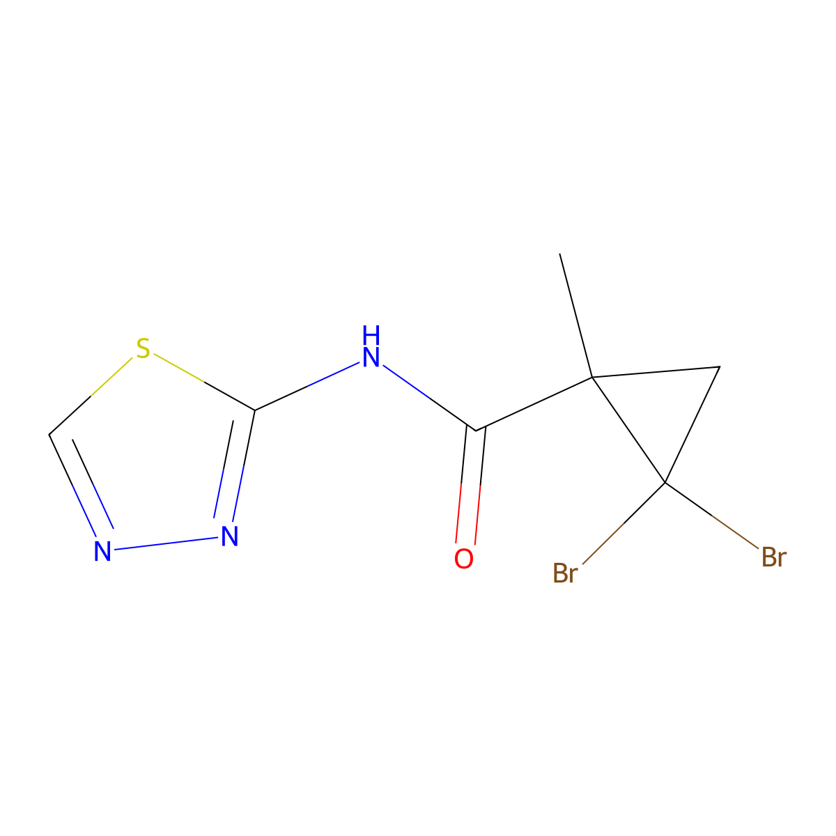 2,2-dibromo-1-methyl-N-(1,3,4-thiadiazol-2-yl)cyclopropanecarboxamide molecular structure, CAS 515859-22-0