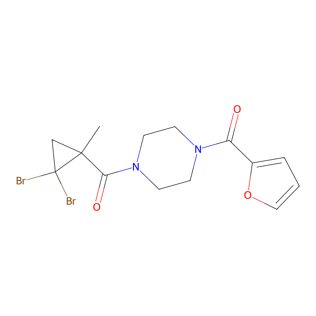 1-[(2,2-Dibromo-1-methylcyclopropyl)carbonyl]-4-(2-furoyl)piperazine molecular structure, CAS 515859-23-1