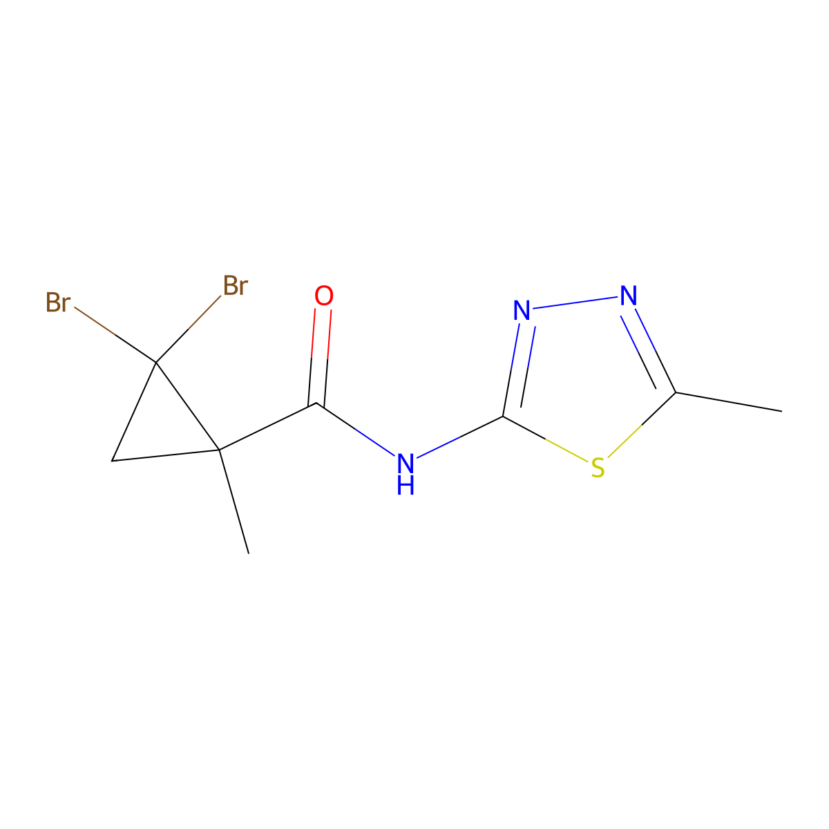 2,2-dibromo-1-methyl-N-(5-methyl-1,3,4-thiadiazol-2-yl)cyclopropanecarboxamide molecular structure, CAS 515859-28-6