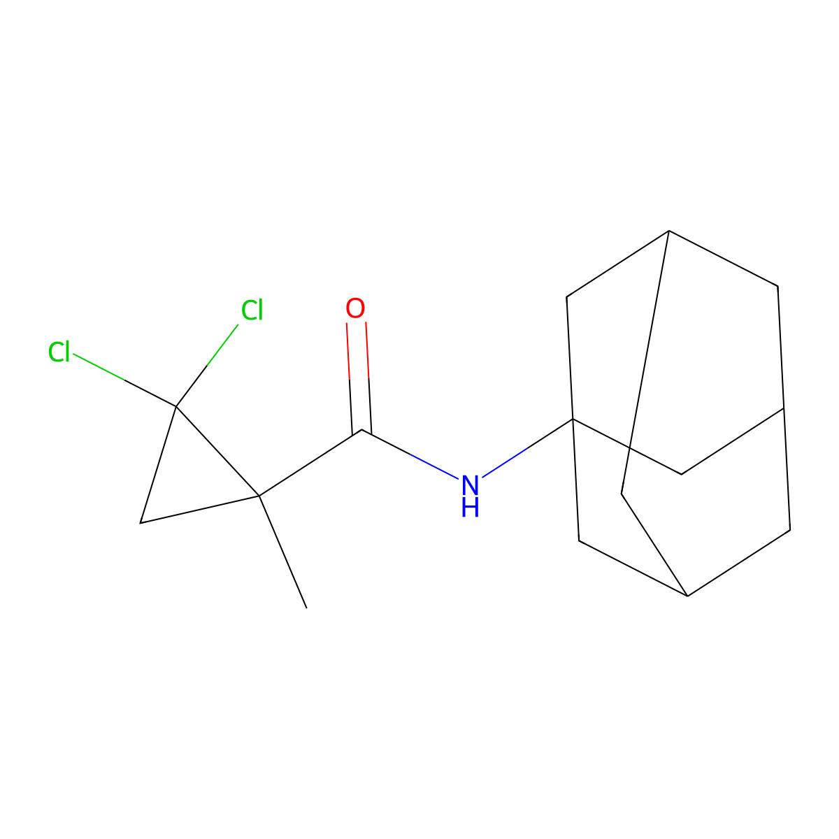 N-(1-adamantyl)-2,2-dichloro-1-methylcyclopropanecarboxamide molecular structure, CAS 515859-42-4