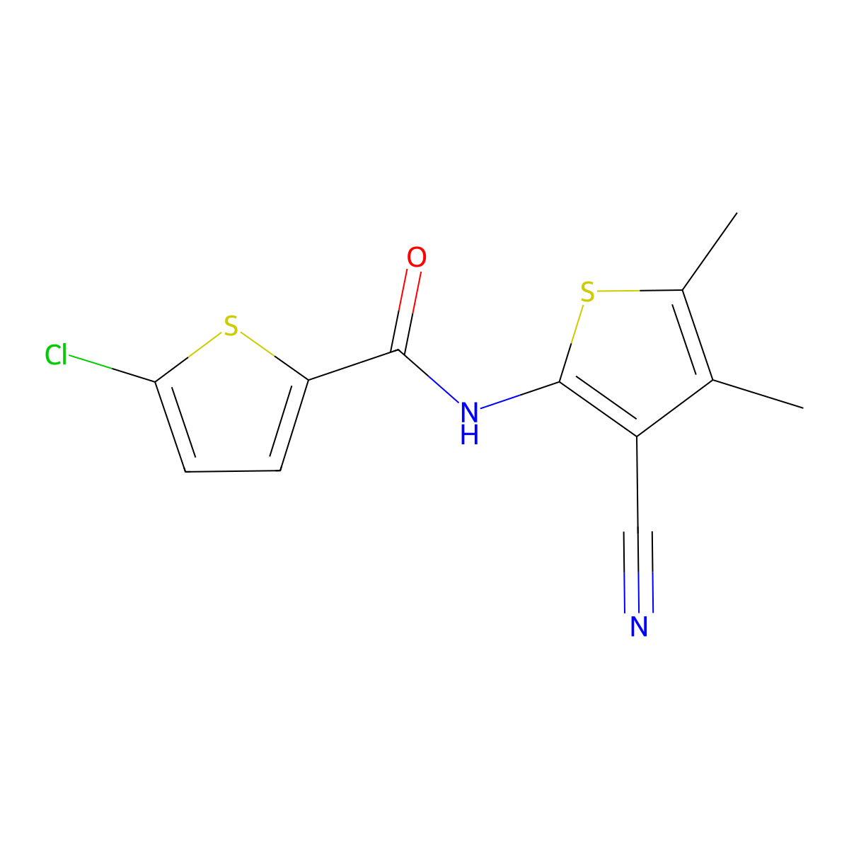 5-chloro-N-(3-cyano-4,5-dimethylthiophen-2-yl)thiophene-2-carboxamide molecular structure, CAS 515859-58-2