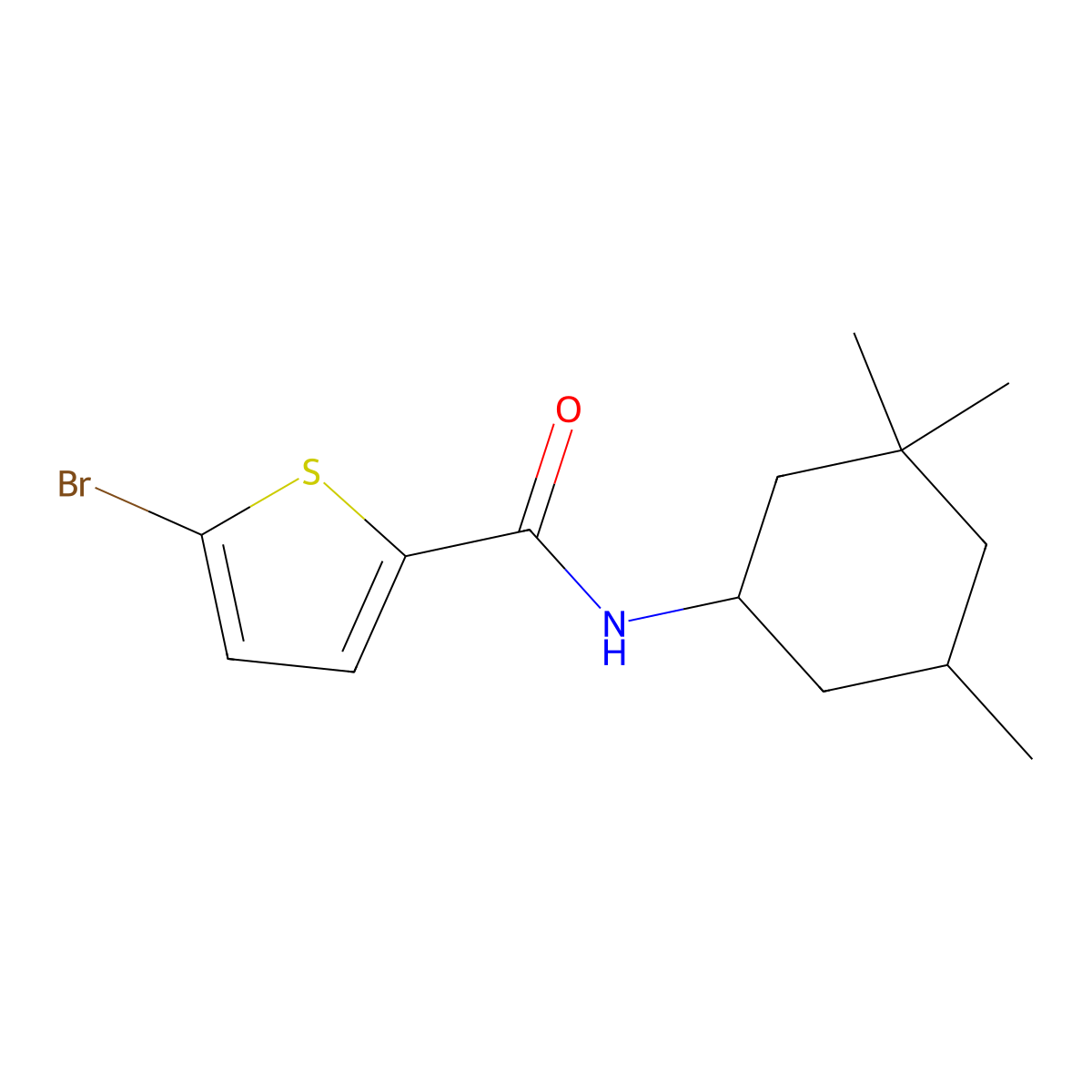 5-bromo-N-(3,3,5-trimethylcyclohexyl)thiophene-2-carboxamide molecular structure, CAS 515859-81-1